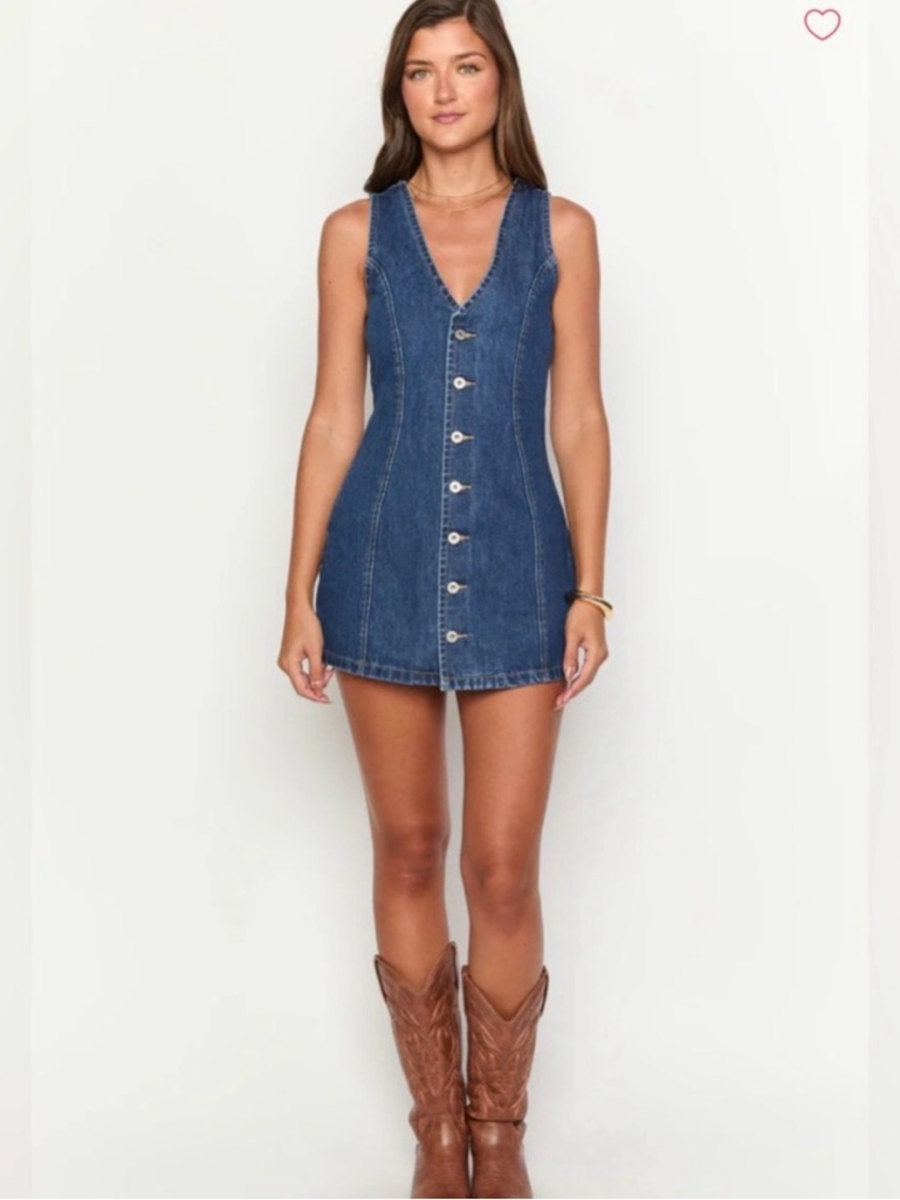Beginning Boutique Blue Denim Mini Dress Isla Dark Wash Denim + free BB tote